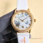 Replica Omega De Ville Butterfly Motif Dial Citizen Watch Yellow Gold with Diamond